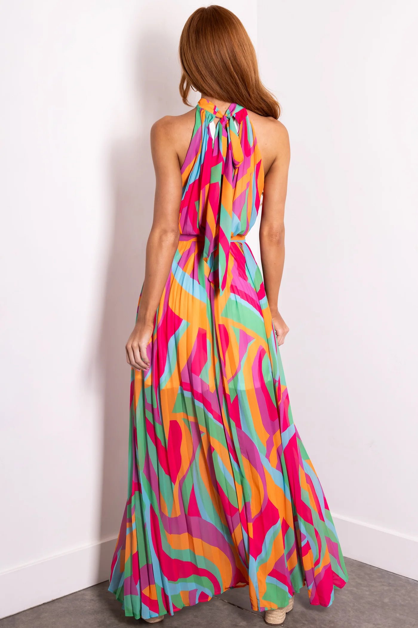 Flying Tomato Multicolor Halter Top Maxi Dress (2)