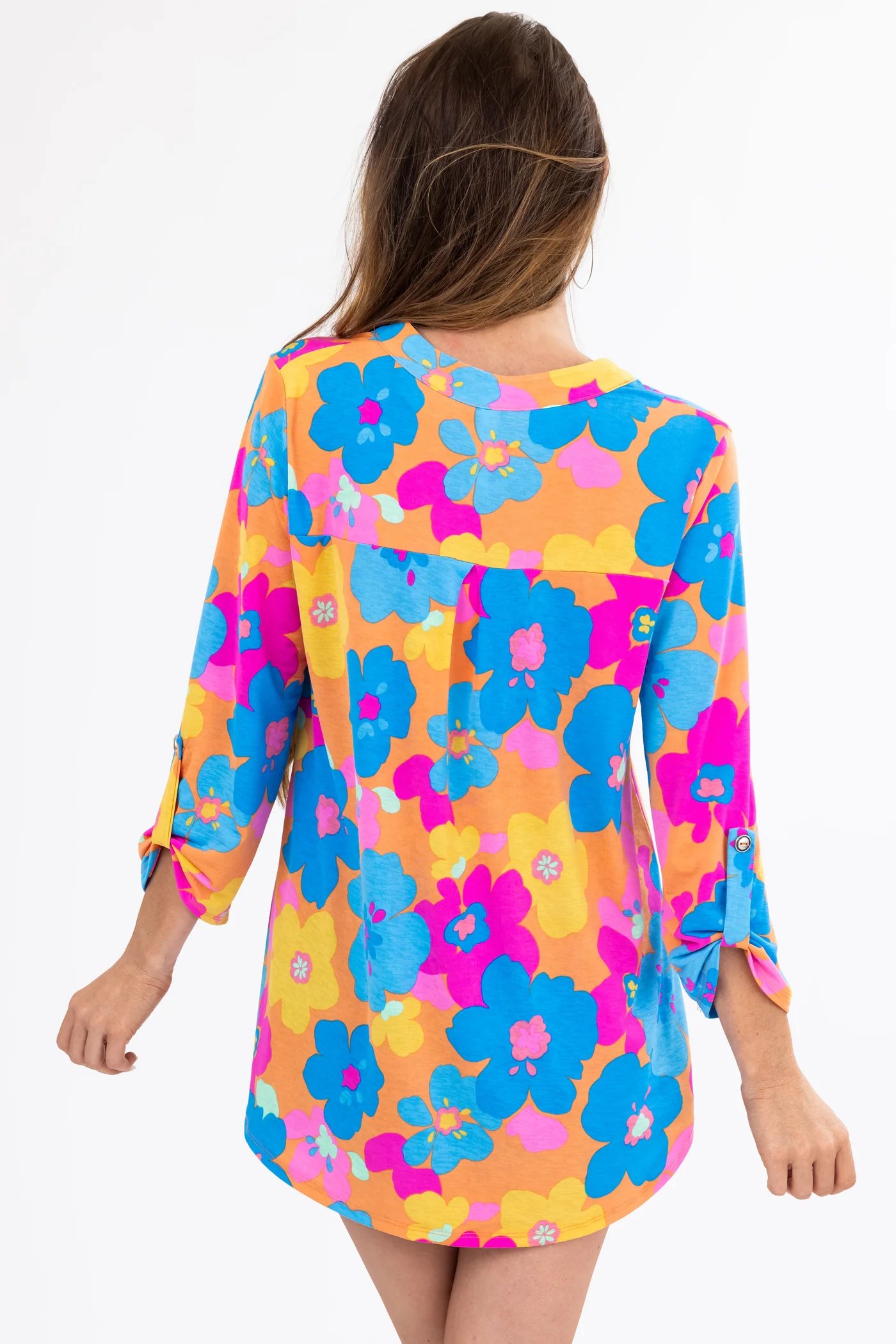 Multicolor Bright Floral 3_4 Sleeve Knit Blouse (2)